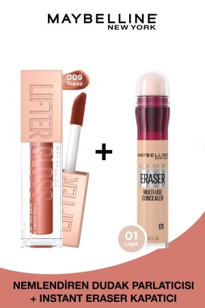 Instant Anti Age Eraser Concealer – 01 Light & Lifter Gloss Feuchtigkeitsspendender Lipgloss 009 Topaz - 2