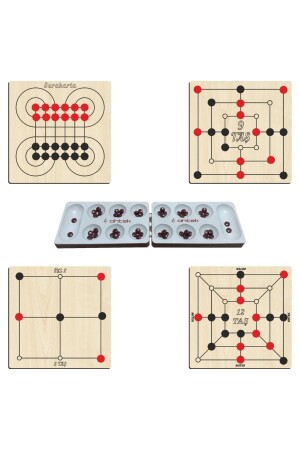 Intelligenz- und Strategiespiel-Set aus Holz, 5 Teile, 3 Steine ​​+ 9 Steine ​​+ 12 Steine ​​+ Surakarta und Mangala eticset259 - 2