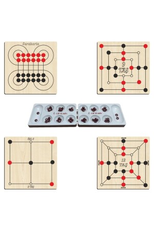 Intelligenz- und Strategiespiel-Set aus Holz, 5 Teile, 3 Steine ​​+ 9 Steine ​​+ 12 Steine ​​+ Surakarta und Mangala eticset259 - 6