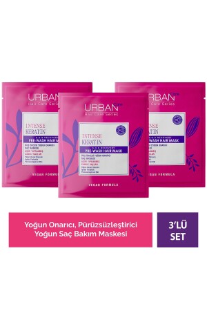 Intense Keratin Aşırı Yıpranmış Saçlara Özel Duş Öncesi Saç Bakım Maskesi 3x50 Ml-vegan - 1