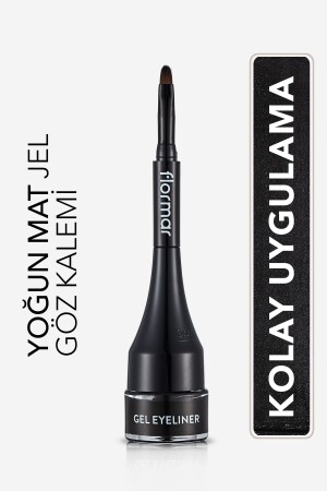 Intensiv pigmentierter, mattierter Gel-Eyeliner mit speziellem Bürstenkopf – Gel-Eyeliner – 001 Gel Schwarz – 8690604591879 - Flormar