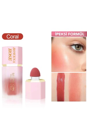 Intensiv pigmentiertes flüssiges Rouge (Koralle) mit natürlichem Look - 3