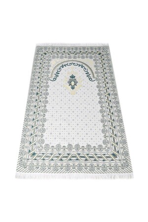 Ipek Saten Osmanlı Desenli Seccade Koyu Yeşil 67x120 Cm - 230 gr IOSY - 1