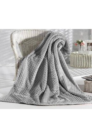 Ipeksoft Tomurcuk Çift Kişilik Vizon Battaniye 200x220 Gri - Aksu
