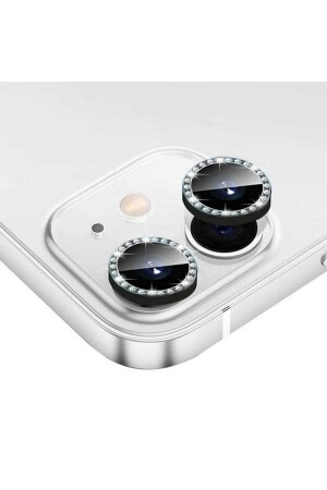 Iphone 11 - Iphone 12 -iphone 12 Mini Uyumlu Siyah Swarovski Taşlı Kamera Lensi Koruyucu - 1
