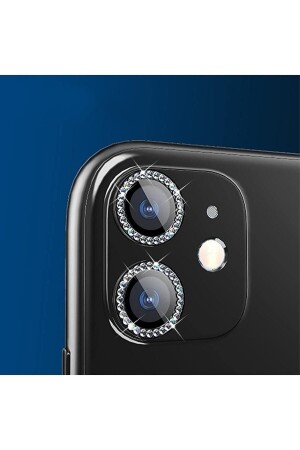 Iphone 11 - Iphone 12 -iphone 12 Mini Uyumlu Siyah Swarovski Taşlı Kamera Lensi Koruyucu - 2