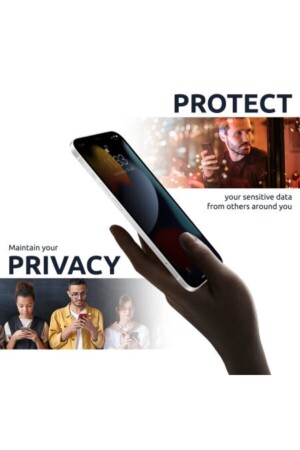 Iphone 13 Uyumlu Kırılmaz Cam Privacy Hayalet Tam Kaplayan Ekran Koruyucu - 3