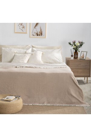 ملون MNZ-Yarn 4 طبقات المسلين مزدوجة الجانب Piqué / غطاء السرير خفيفة بني N4QL4P18UJ - VICE VERSA HOME