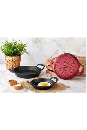 Iron Döküm Granit Ezme Sahan Yumurta Omlet Tavası 20cm BRS-28122153 - 2