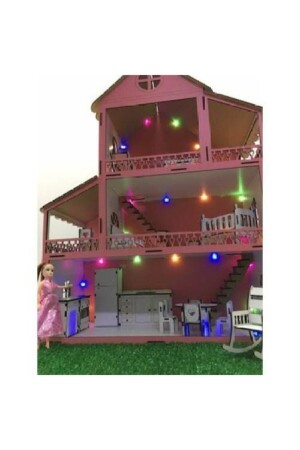 Işıklı Barbie Bebek Oyun Evi - Mys Ahşap