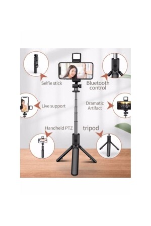 Işıklı Youtuber - Tiktok Selfie Çubuğu - Tripod - Bluetooth Kumandalı ! - 3