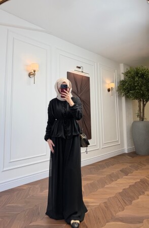 Işılay Düğmeli Takım - Siyah - Nuuwears