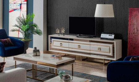 Işıltı Luxury Ekru Tv Sehpası - 3