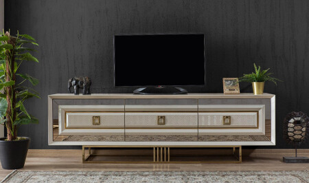 Işıltı Luxury Ekru Tv Sehpası - 4