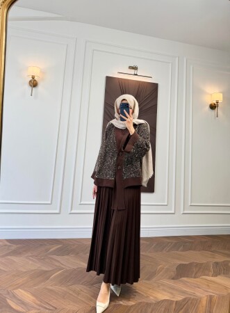 Işıltı Üçlü Takım - Kahve - Nuuwears