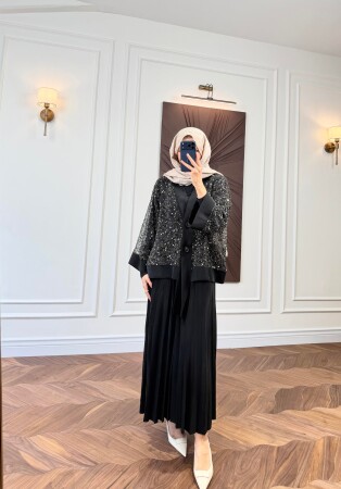 Işıltı Üçlü Takım - Siyah - Nuuwears