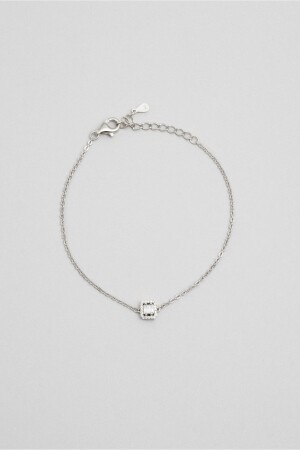 Işıltılı Güzellik 18 Ayar Beyaz Altın Kaplama 19 Cm Gümüş Baget Bileklik - So Chic