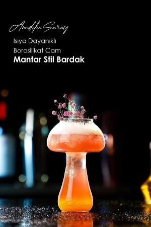 Isıya Dayanıklı Borosilikat Mantar Stil Bardak Kahve Ve Sunum Bardağı Borosilikat Bardak - 2