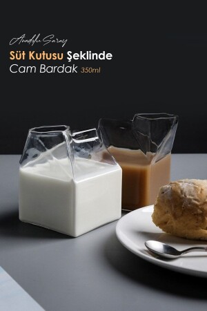 Isıya Dayanıklı Borosilikat Süt Kutusu Bardak Kahve Ve Sunum Bardağı | Borosilikat Bardak 350ml Milk.Bardaki - 2