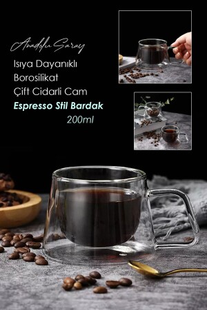 Isıya Dayanıklı Kuplu Çift Cidarlı Espresso Bardak Kahve Ve Sunum Bardağı Borosilikat Bardak - 2