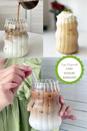 Isıya Dayanıklı Tasarım Cam Sunum Bardak 600 ML Kahve Soğuk İçecek Bardağı - Hayveys