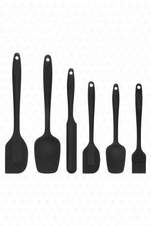 Isıya Dayanıklı Yanmaz Yapışmaz Silikon Spatula Seti 6 Parça Siyah - 4