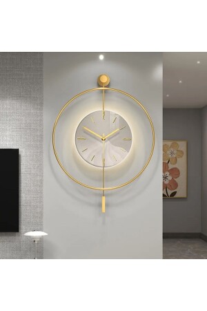 Iskandinav Kristal 60 Cm Gold - Pilli Led (3adet Pil Ile Geldmektedir ) - Metal Duvar Saati - 3