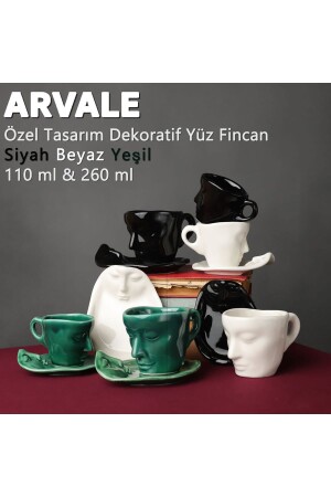 Iskandinav Yüz Şekilli Fincan Takımı 1 Adet 260 ml Beyaz - Kupa Kahve Fincan Takımı - 4