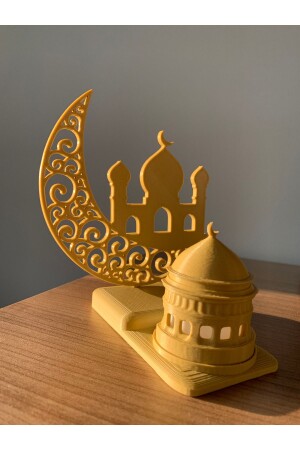 İslami Motifli Dekoratif Tealight Aydınlatma Hilal Içinde Cami Ramazan Hediyesi - 7