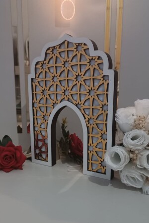 İslami Motifli Işıklı Ahşap Pleksi Cami Dekoru Ramazan Dekoru - 5