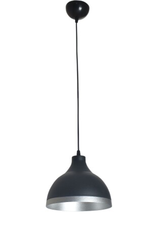 Island Modern Kitchen Cafe Metall innen schwarz, silberfarben, silber gestreift, einzelner Hängelampen-Kronleuchter (Durchmesser 20 cm) - 1