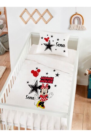 Isme Özel %100 Pamuk Bebek Nevresim Takımı Minnie Mouse 6417328439586 - 1