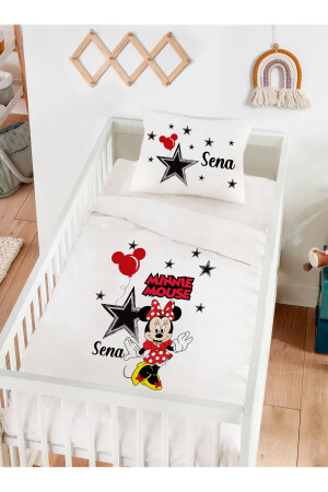 Isme Özel %100 Pamuk Bebek Nevresim Takımı Minnie Mouse 6417328439586 - 3