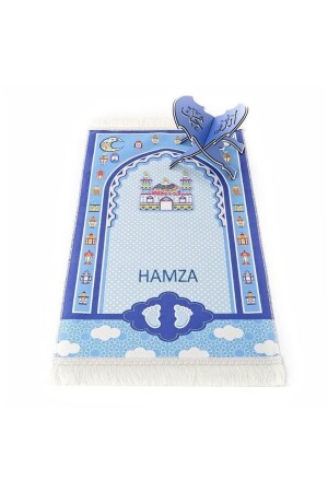Isme Özel Çocuk Seccadesi Sahra - Mavi 45x82 Cm - 110 gr - Tesbih Hediyeli - İkranur