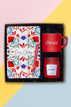 Isme Özel Defter- Tükenmez Kalem- Nescafe Finanı & Kokulu Cam Mum - 1