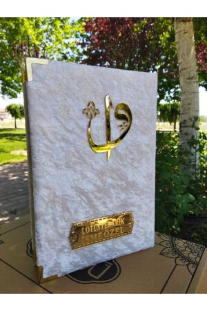 Isme Özel Hediyelik Çeyizlik Gelin Kuran'ı Kerim'i; Kadife Kaplama Beyaz - Haktan Yayın Dağıtım