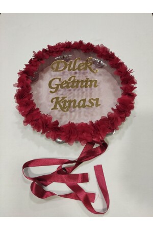 İsme Özel Lazer Güllü Pleksi Süslü Deri Tef Kına Gecesi Gelin Tefi 30 cm Vurmalı Çalgı Müzik Aleti - 1