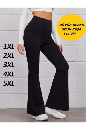 Ispanyol Paça Dalgıç Kumaş Tayt Yüksek Bel Pantolon Büyük Battal Beden 2xl 3xl 4xl 5xl - 1