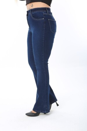 Ispanyol Paça Likralı Büyük Beden Jeans Pantolon - 1