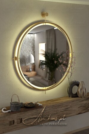 Istanbul Gold Kablosuz Ledli Ayna- Metal Dekoratif Hol Duvar Salon Mutfak Banyo Wc Ofis Aynası - 1