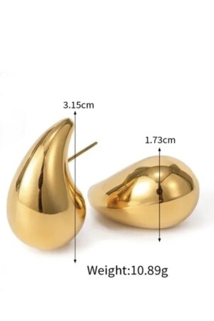 Italyan Bottega Gözyaşı Damla Küpe Pvd Kaplamalı- Ağırlığı 4.40gram (3.7CM-31MM) Küpe001 - Parmoda