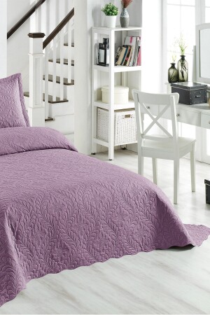 Ivy Açık Lila Çift Kişilik Microfiber Kapitone Yatak Örtüsü - 4