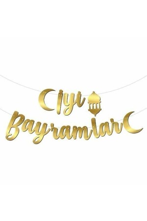 Iyi Bayramlar Gold Kaligrafi Banner Flama - 1