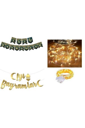 Iyi Bayramlar Gold Kaligrafi Iyi Bayramlar Zikzak Banner Ve Peri Led - Masalsı Concept