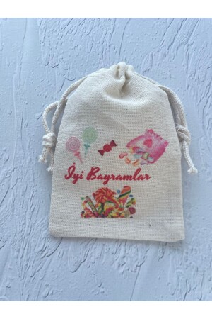 Iyi Bayramlar - Şeker - Ramazan Bayramı Temalı Ham Bez Kese -organik Hediyelik Kese 15-20 Cm- 5 Adet - 3