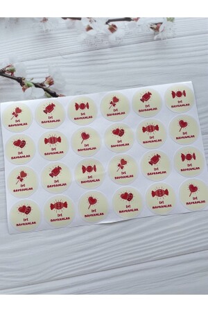 Iyi Bayramlar Temalı 6'lı Karışık Opak Sticker Set-4 Cm. (toplam 24 Adet) 136 - 6