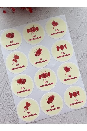 Iyi Bayramlar Temalı 6'lı Karışık Opak Sticker Set-4 Cm. (toplam 24 Adet) 136 - 8