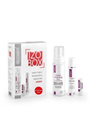 Izobox Bakım Seti Yüz Yıkama Köpük 200ml Nemlendirici Krem 50ml Lip Stick 3-9g - Dermoskin