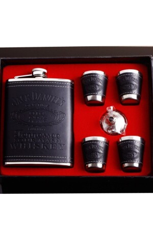 Jack Daniels Metal Votka Viski Matarası 4adet Shot Bardağı Set - 1