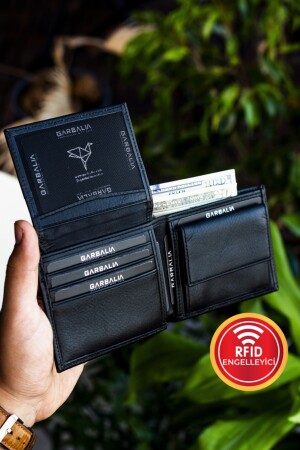 Jackson Geldbörse aus echtem Leder mit Rfid-Schutz, naturschwarz, mit Münzfach, JACKSONVINTAGE - 3